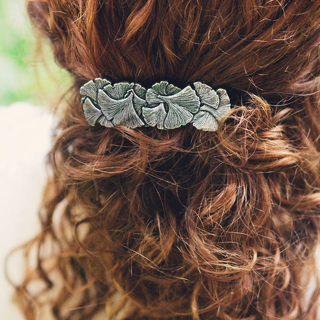 Oberon Design Hair Clip, Barrette, Hair Accessory, Ginkgo, Model