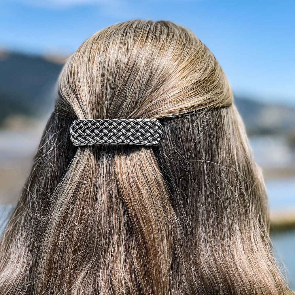Oberon Design Hair Clip, Barrette, Hair Accessory, Woven Celtic, Model 2