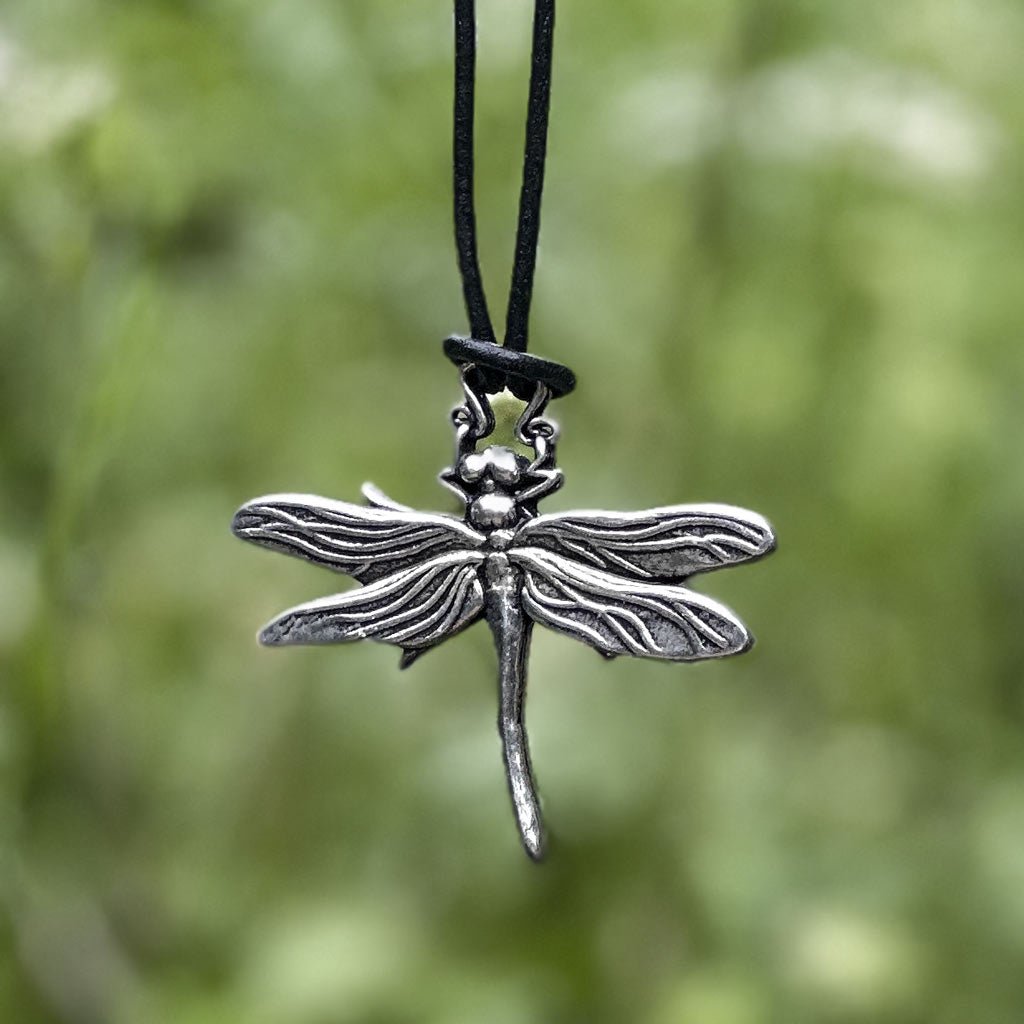Oberon Design Hand-Cast Britannia Metal Necklace, Dragonfly 