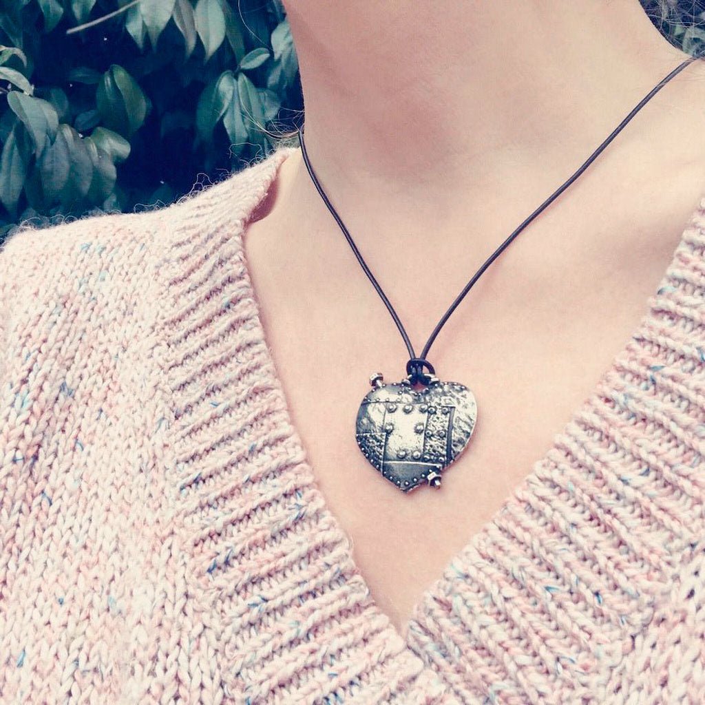 Oberon Design Fearless Heart Hand-Cast Britannia Metal Necklace