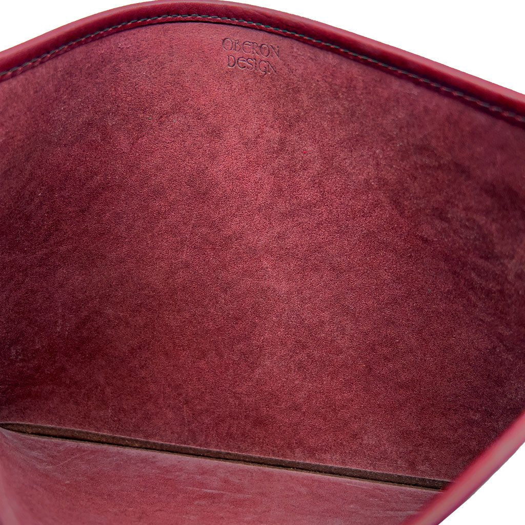 Genuine Leather Laptop, Tablet, MacBook sleeve Hand Made in the USA, Red Interior