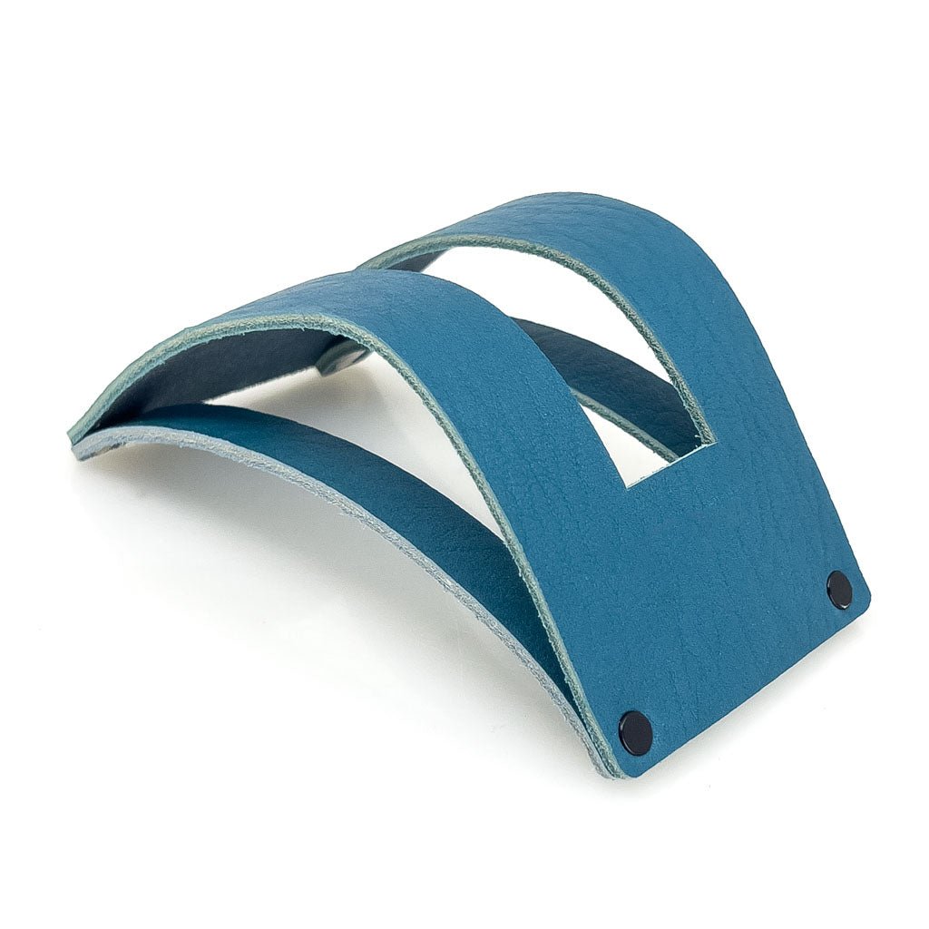 Premium Leather Stand Coaster Holder, Handmade in The USA, Blue