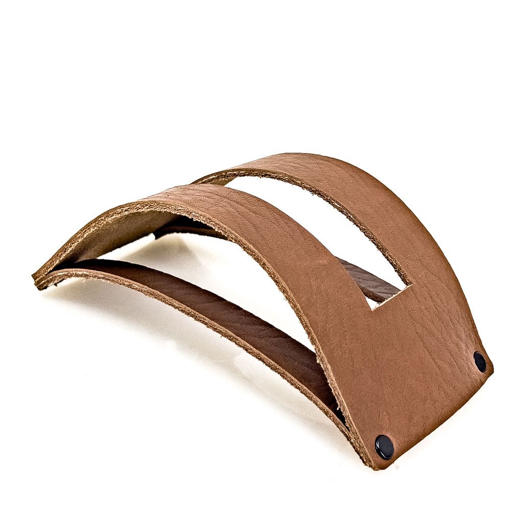 Premium Leather Stand Coaster Holder, Saddle