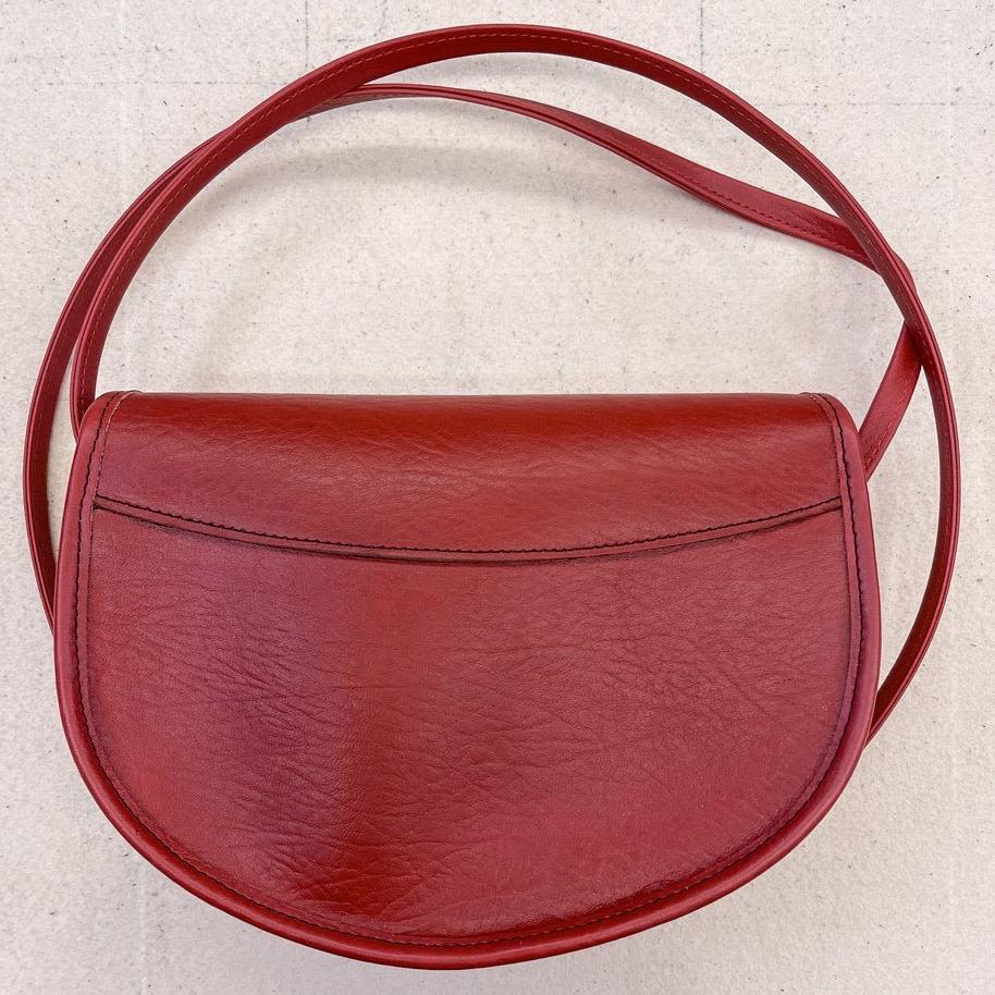 Oberon Design Leather Women's Crossbody Handbag, Art Nouveau Lila, Red, Back