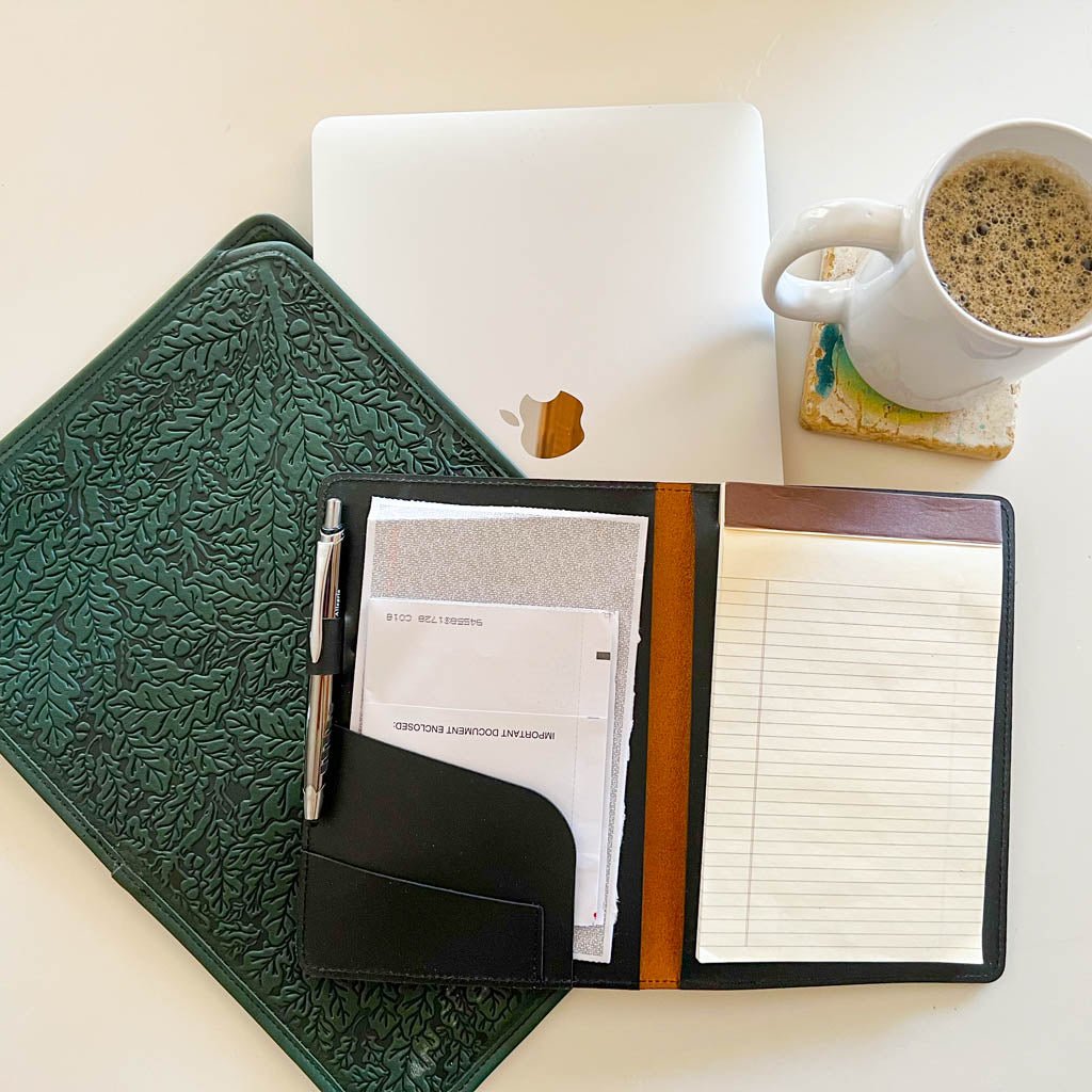 Leather Laptop Sleeve, MacBook Case, Tablet Cover, Oak Leaves with Computer