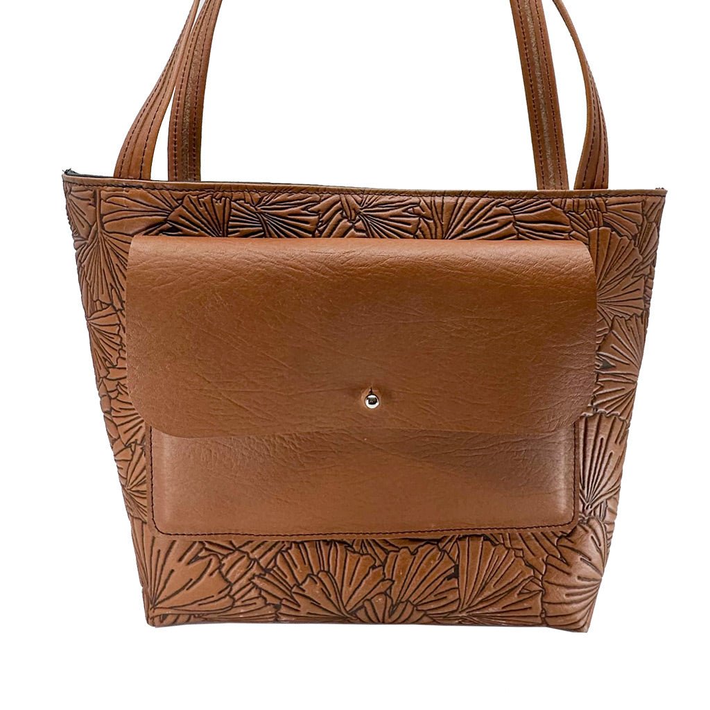 Leather Handbag, The Classic Tote, Ginkgo, With Pocket Feature