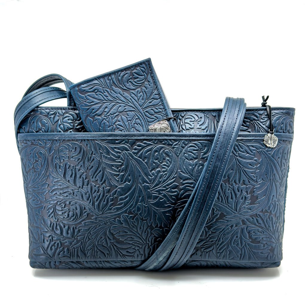Oberon Design Leather Women's Handbag, Acanthus Streamline with Matching Wallet