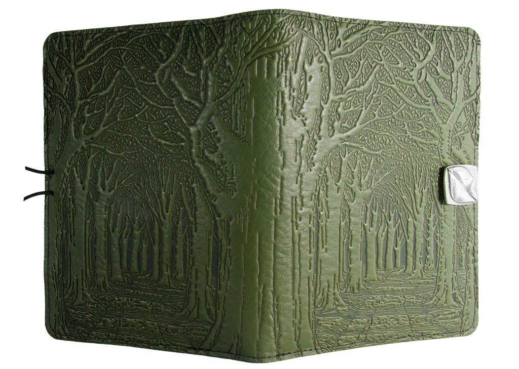 Leather Cover, Case for Kindle e-Readers, Avenue of Trees, Fern - Open