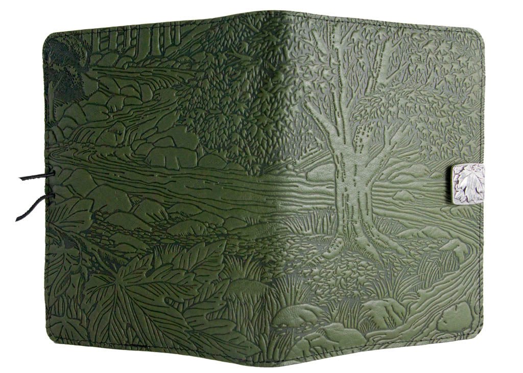 Genuine leather cover, case for Kindle e-Readers, Creekbed Maple, Fern - Open