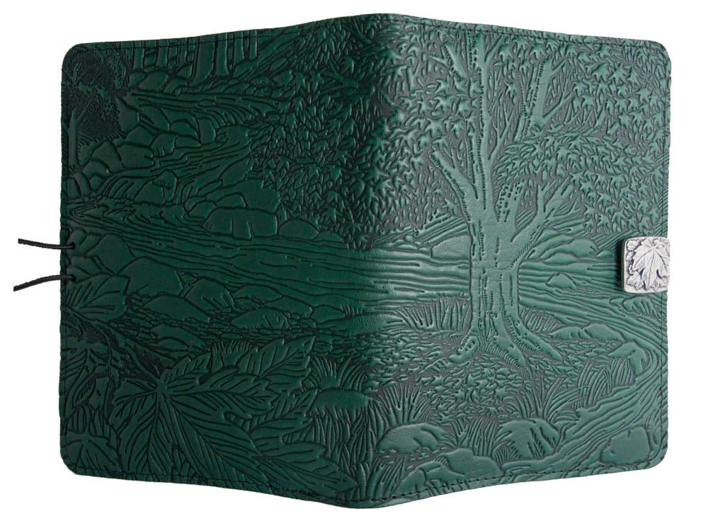 Genuine leather cover, case for Kindle e-Readers, Creekbed Maple, Green - Open