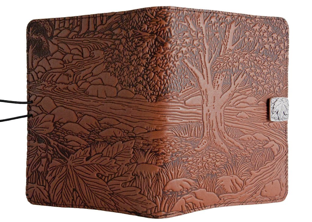 Genuine leather cover, case for Kindle e-Readers, Creekbed Maple, Saddle - Open