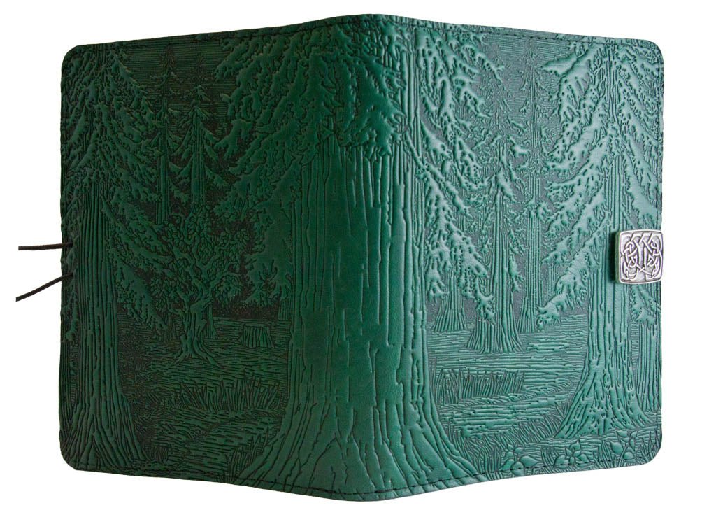 Genuine leather cover, case for Kindle e-Readers, Forest, Green - Open