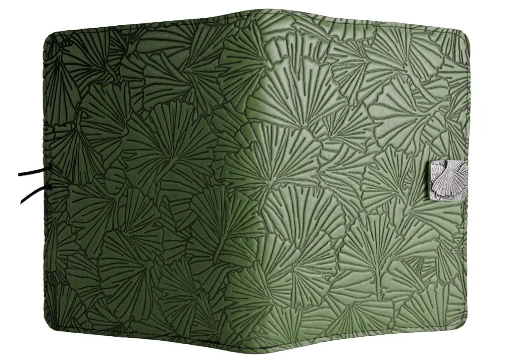 Genuine leather cover, case for Kindle e-Readers, Ginkgo, Fern - Open