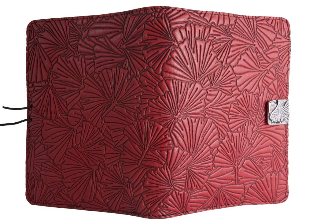 Genuine leather cover, case for Kindle e-Readers, Ginkgo, Red- Open