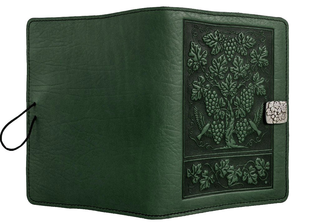 Genuine leather cover, case for Kindle e-Readers, Grapevine, Green - Open