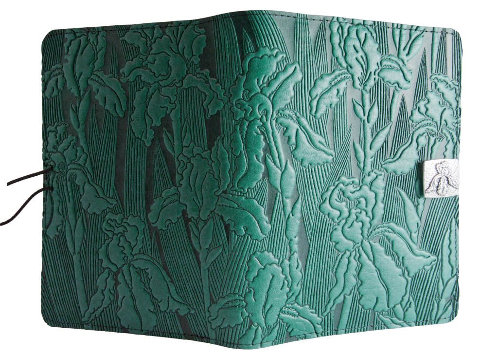 Genuine leather cover, case for Kindle e-Readers, Iris, Teal - Open