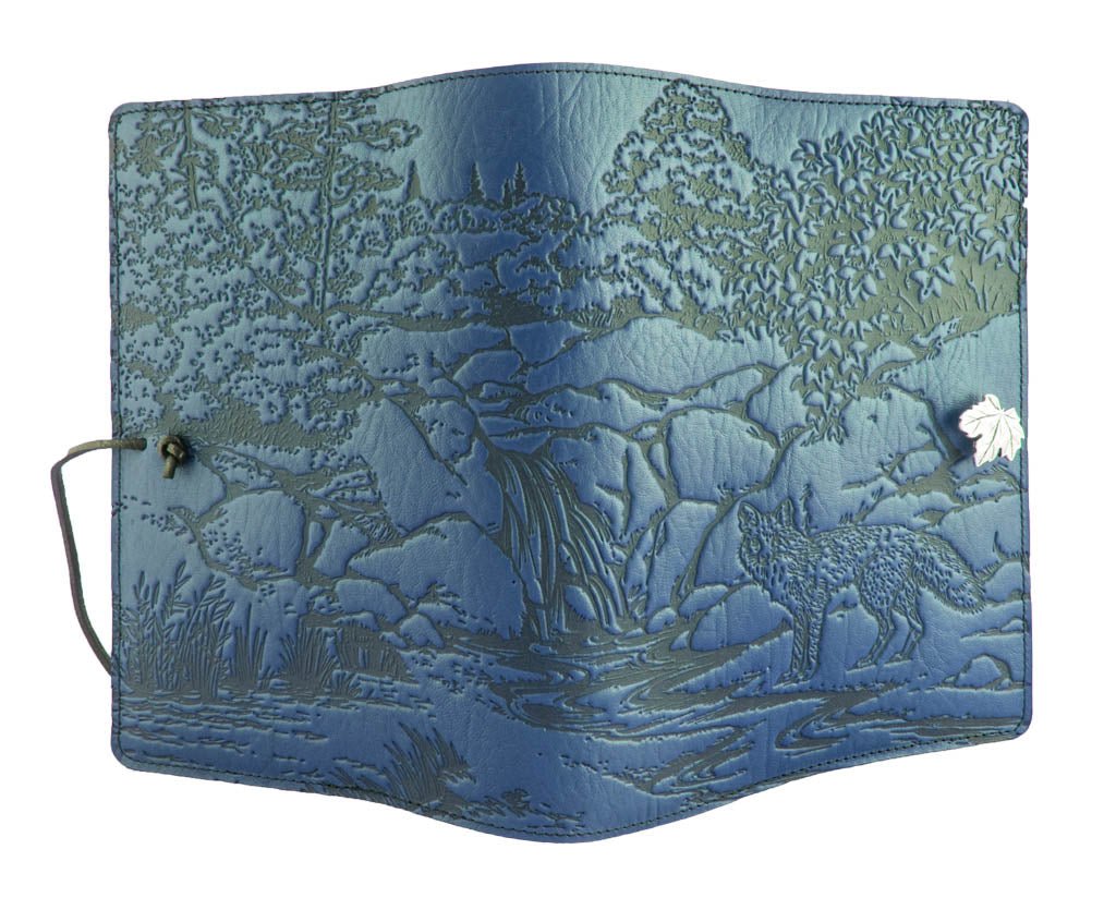 Genuine leather cover, case for Kindle e-Readers, Mr. Fox, Blue - Open