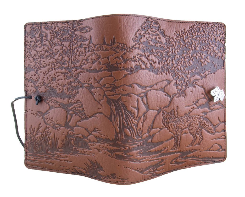 Genuine leather cover, case for Kindle e-Readers, Mr. Fox, Saddle - Open