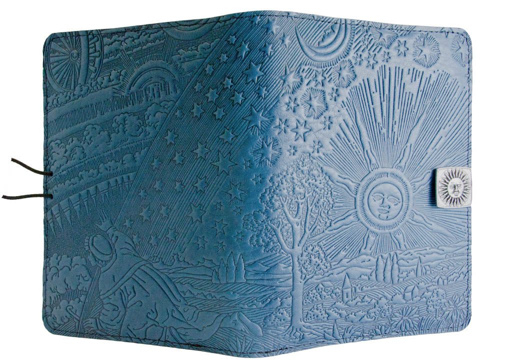 Genuine leather cover, case for Kindle e-Readers, Roof of Heaven, Blue - Open