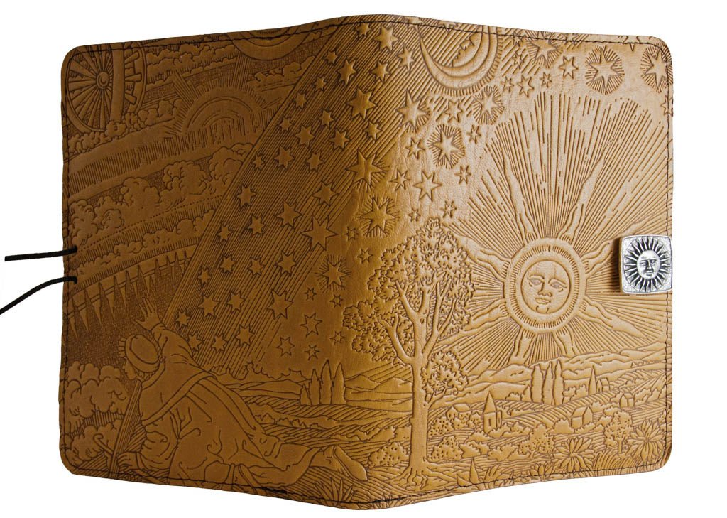 Genuine leather cover, case for Kindle e-Readers, Roof of Heaven, Marigold - Open