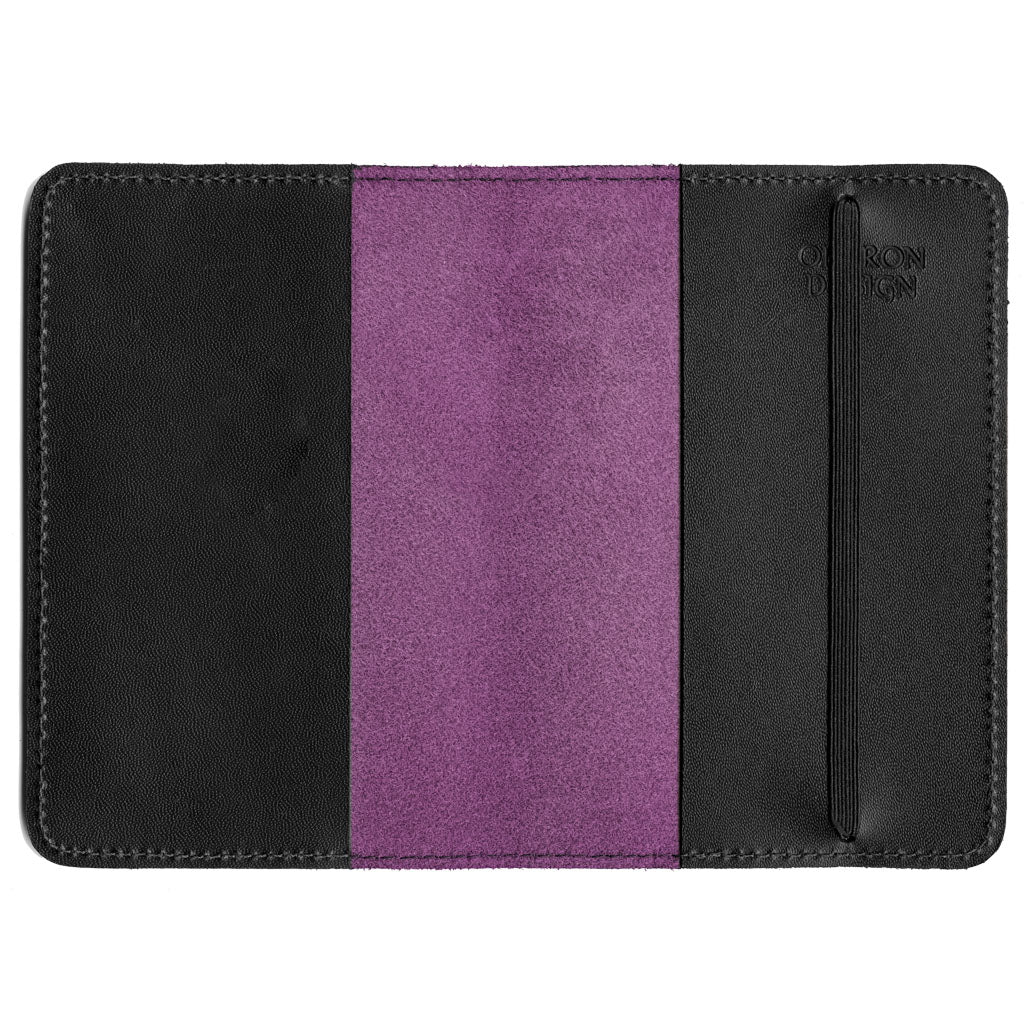 Oberon Design Refillable Leather Pocket Notebook Cover, Orchid Interior