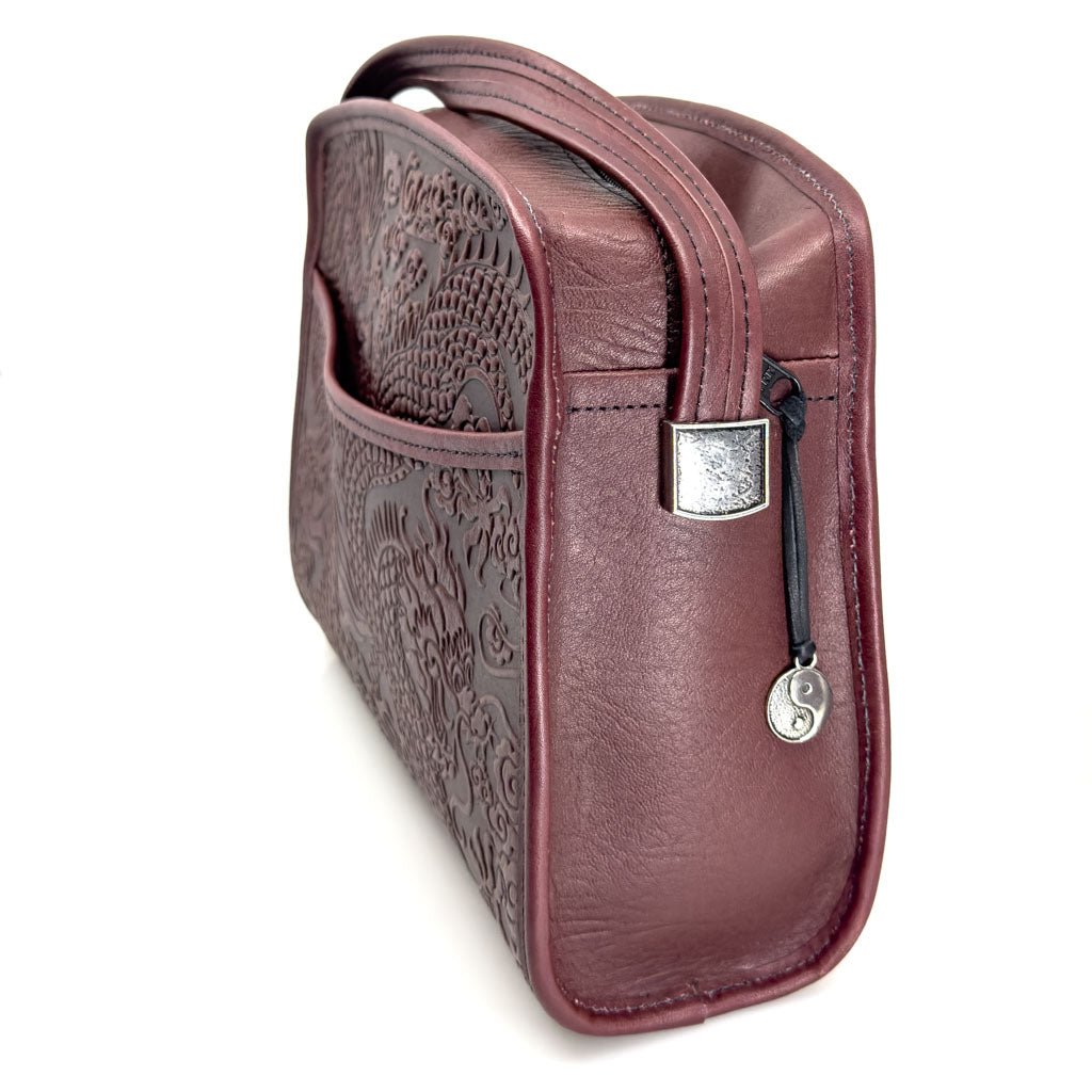 Oberon Design Leather Women's Handbag, Cloud Dragon Retro Crossbody, Side View