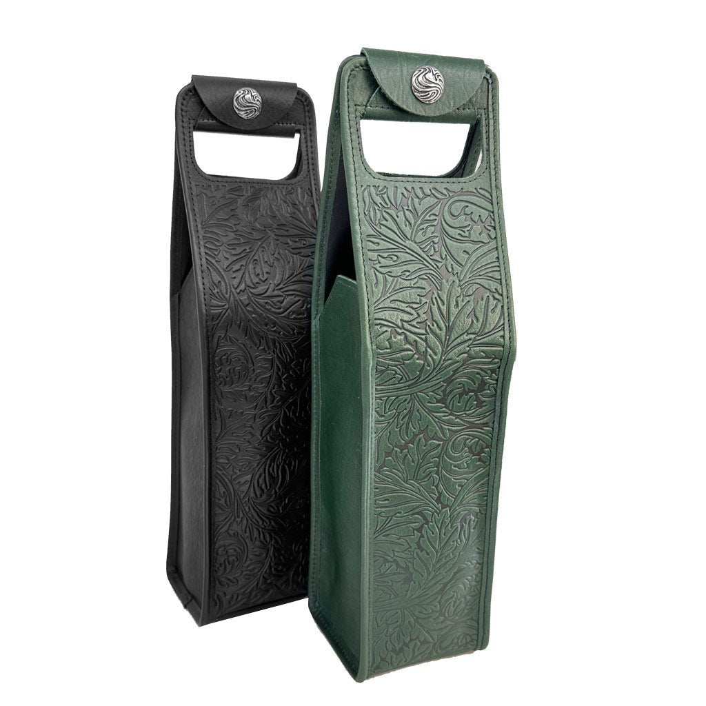 Oberon Design Wine Bottle Carrier Bag, Acanthus Leaf Single, 2 Colors