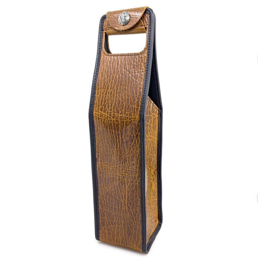 bison tobacco wine bottle bag single with black binding 