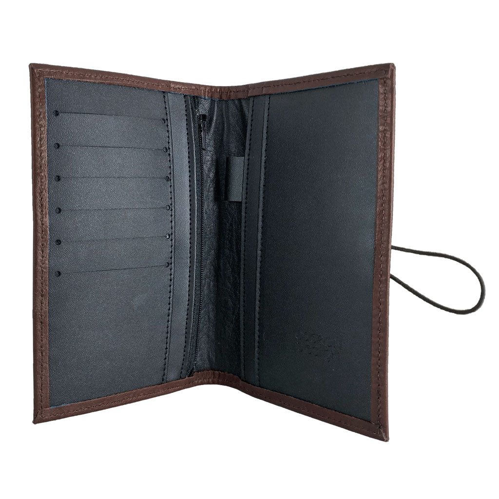Oberon Design Premium Leather Women's Wallet, Chocolate Interior
