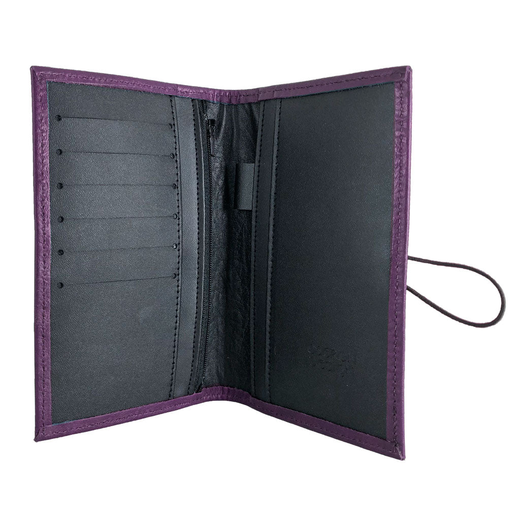 Oberon Design Premium Leather Women's Wallet, Orchid Interior