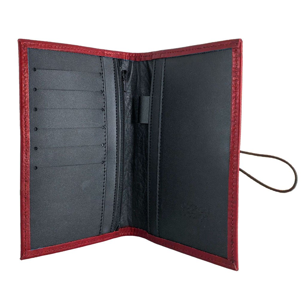 Oberon Design Premium Leather Women's Wallet, Red Interior