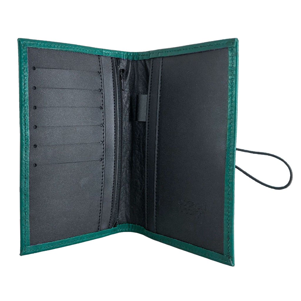 Oberon Design Premium Leather Women's Wallet, Teal Interior