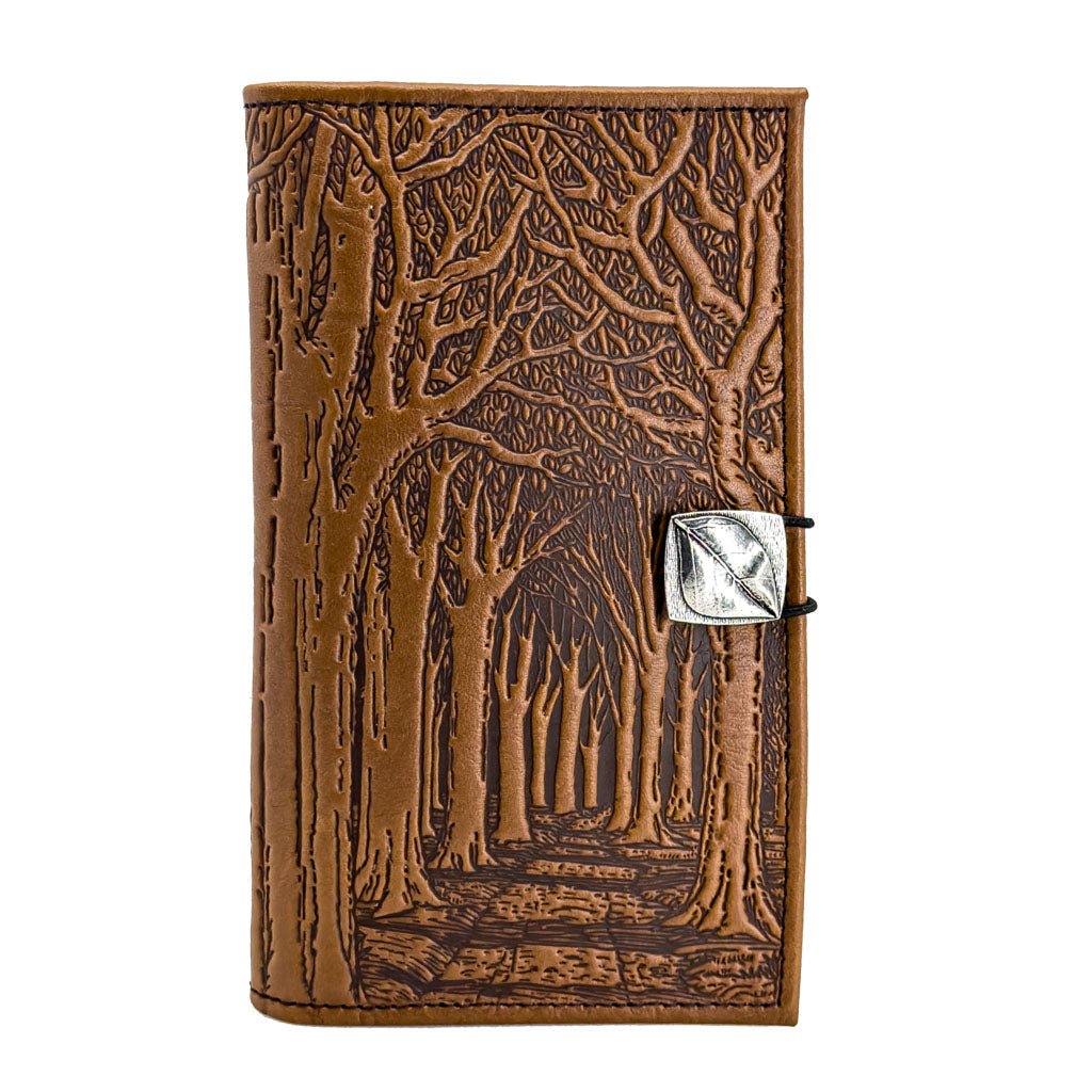 Oberon Design Premium Leather Women's Wallet, Avenue of Trees, Saddle
