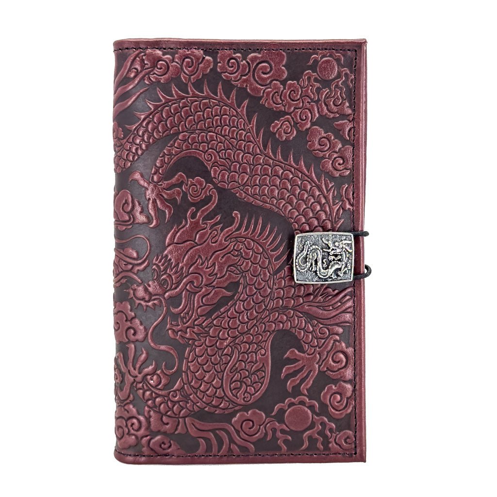 Oberon Design Premium Leather Women's Wallet, Cloud Dragon, Wine
