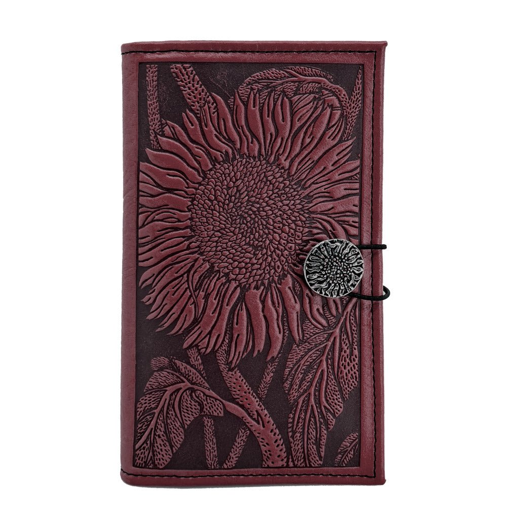 Oberon Design Premium Leather Women's Wallet, Sunflower, Wine