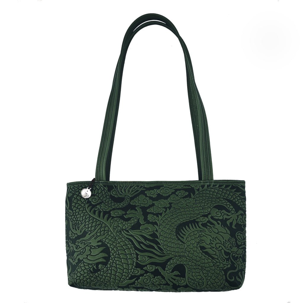 Oberon Design Leather Women's Handbag, Cloud Dragon Streamline, Green