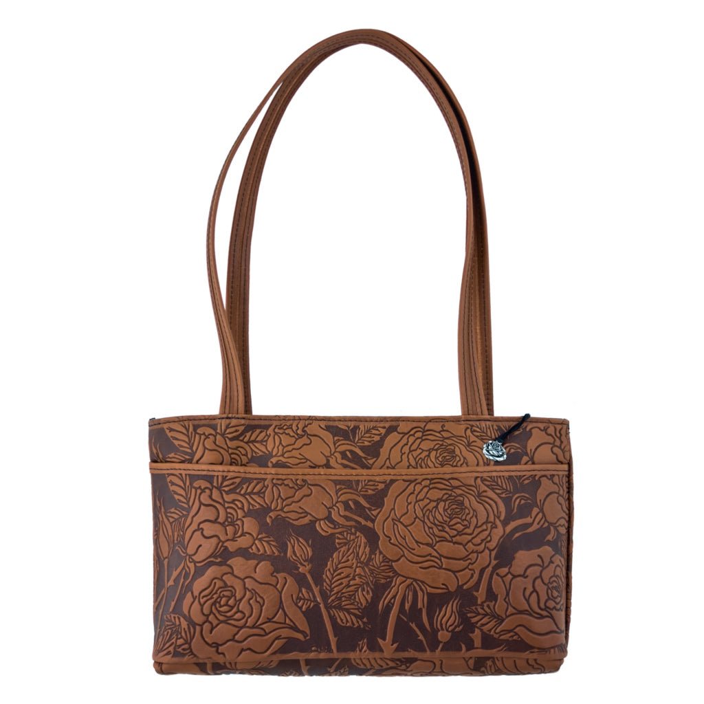 Oberon Design Leather Women's Handbag, Wild Rose Streamline, Saddle