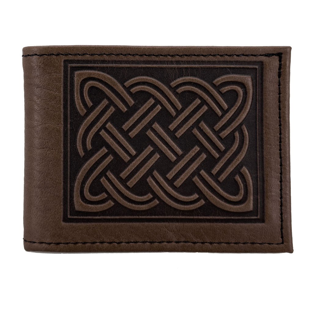 Oberon Design Leather Men's Wallet, Celitc Braid, Chocolate