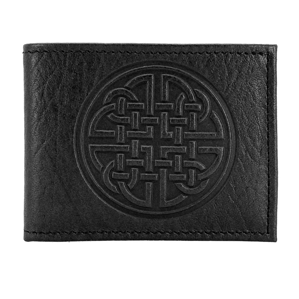 Oberon Design Leather Men's Wallet, Fine Celtic, Black