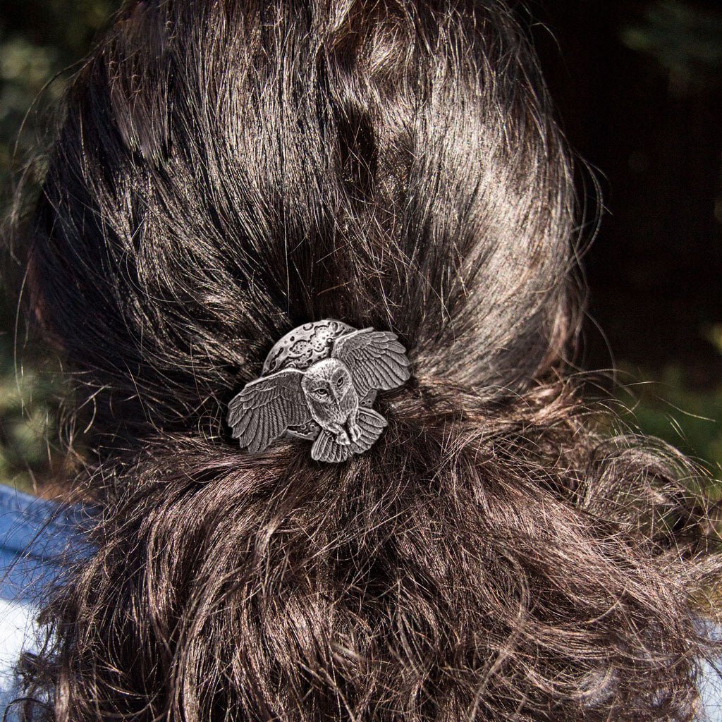 Oberon Design Ponytail Holder, Women's Hair Tie, Night Owl,Model 2