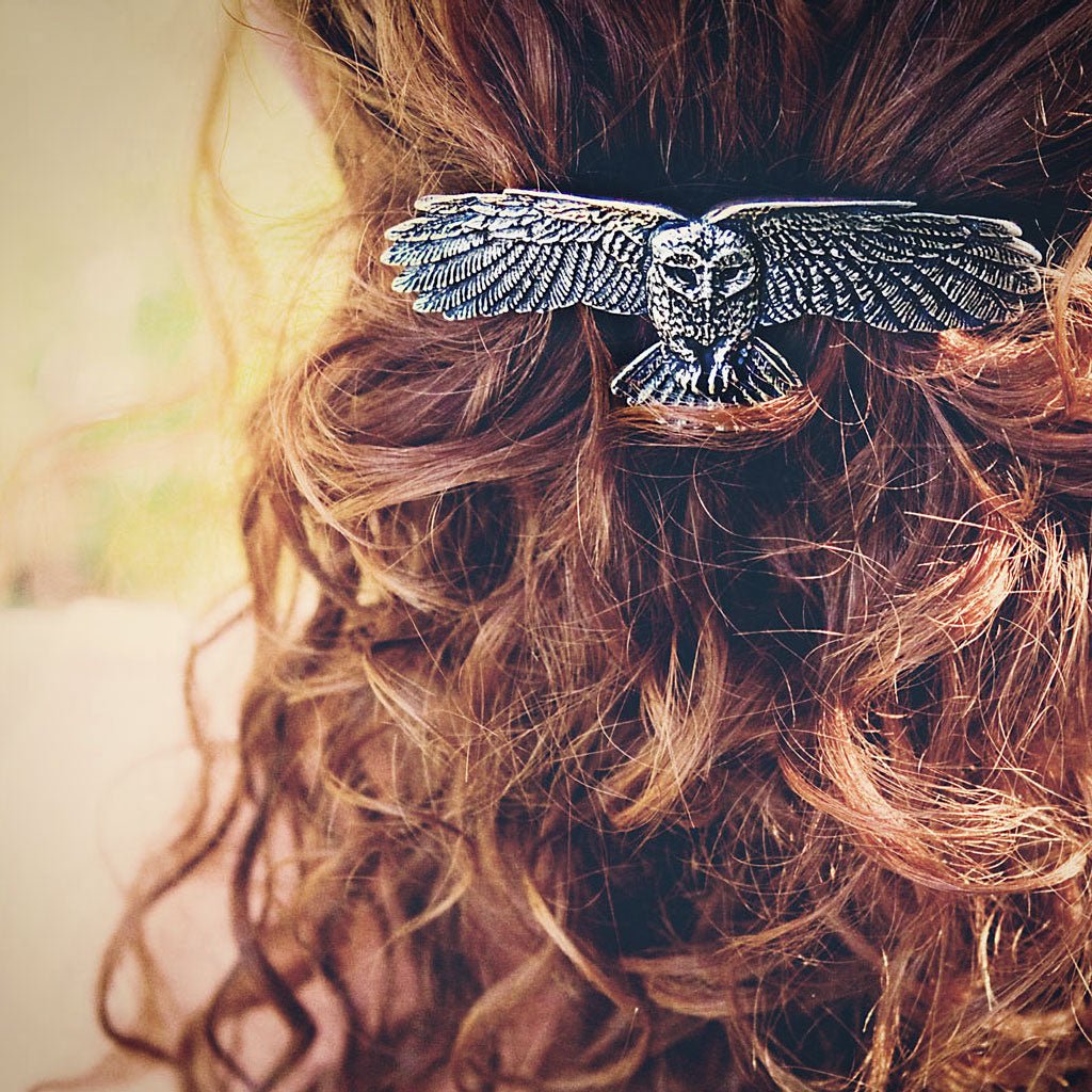 Oberon Design Hair Clip, Barrette, Hair Accessory, Owl, Model