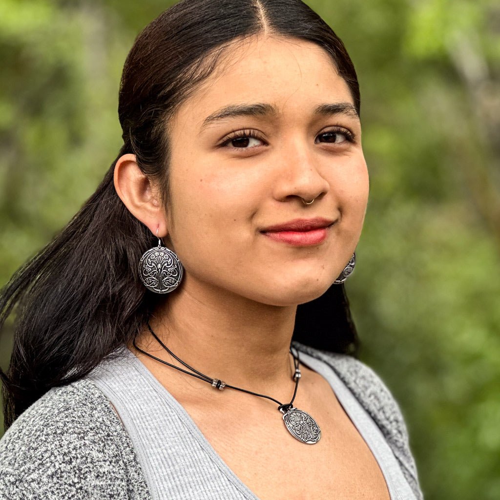 Oberon Design Britannia Metal Jewelry, Necklace & Earrings, Pond Lily