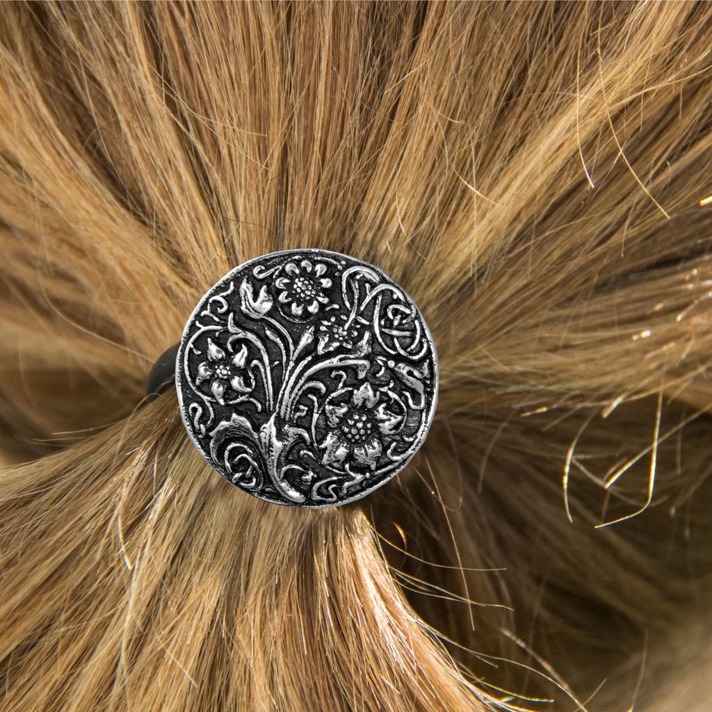 Oberon Design Ponytail Holder, Women's Hair Tie, Wildflowers, Ponytail