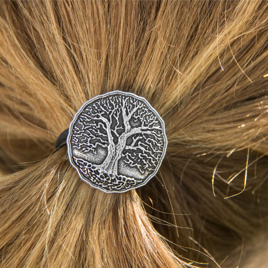 Oberon Design Ponytail Holder, Women's Hair Tie, Tree of Life, Ponytail