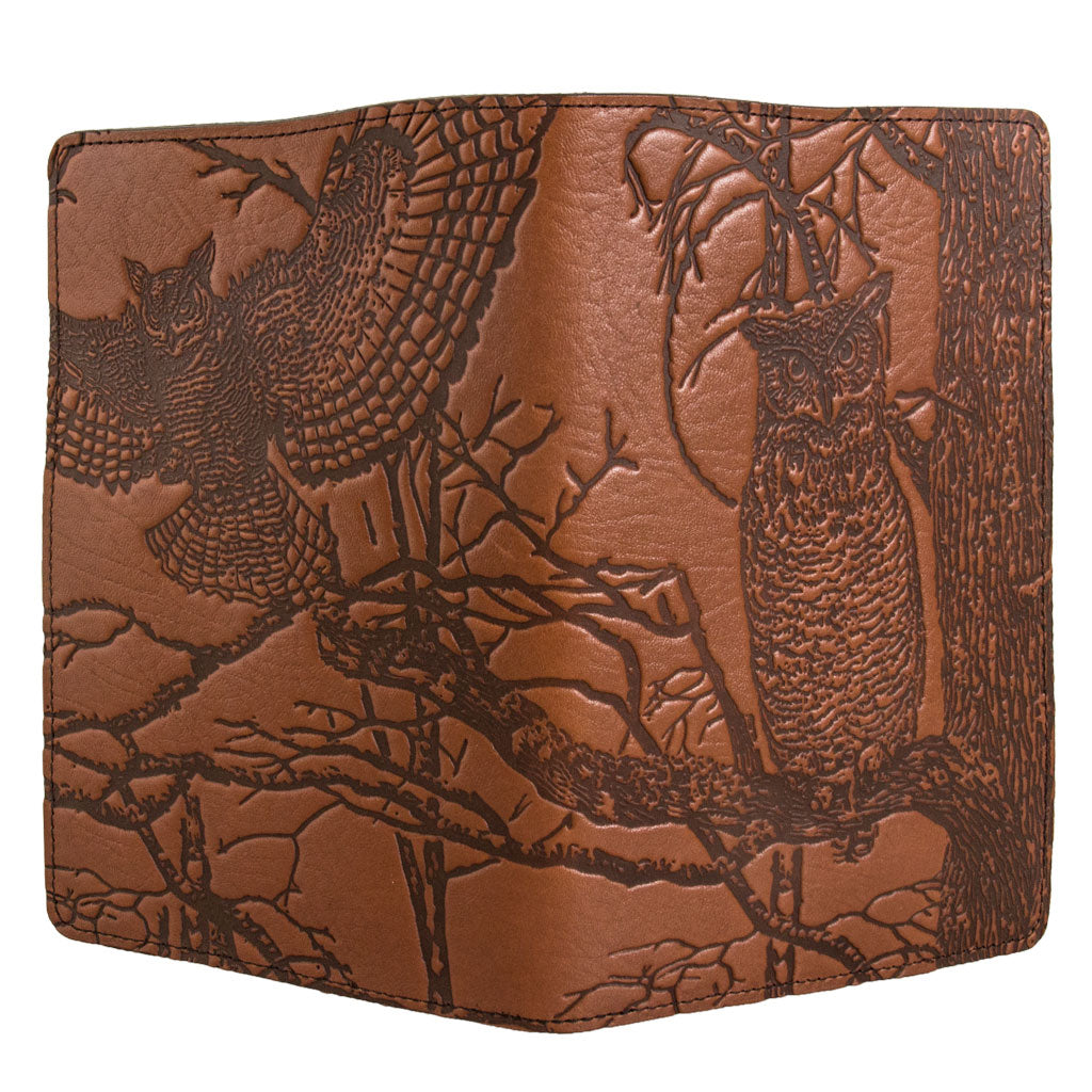 Leather Portfolio with Notepad, Pockets and Pen Holder, Horned Owl