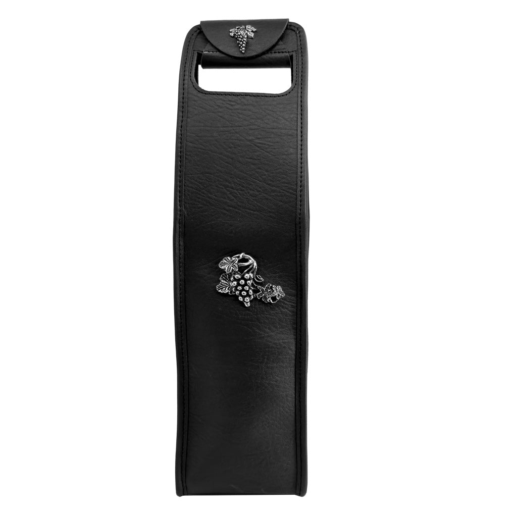Oberon Design Wine Bottle Carrier Bag, Grape Medallion Single, Front