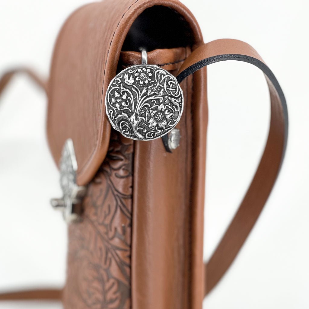Oberon Design Wildflower Key Ring Hook on a "Molly" Cell Phone Handbag