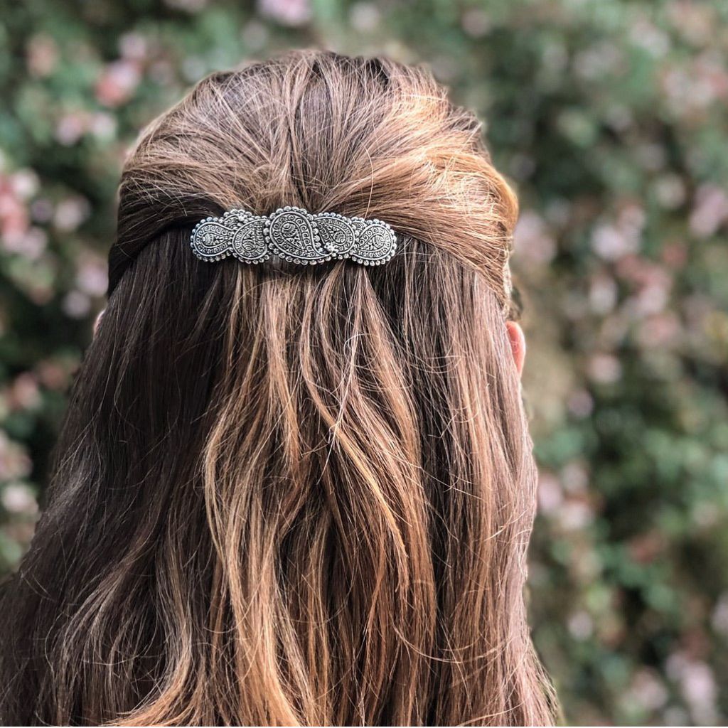 Oberon Design Paisley Jewelry Set, Hand Cast Hair Clip