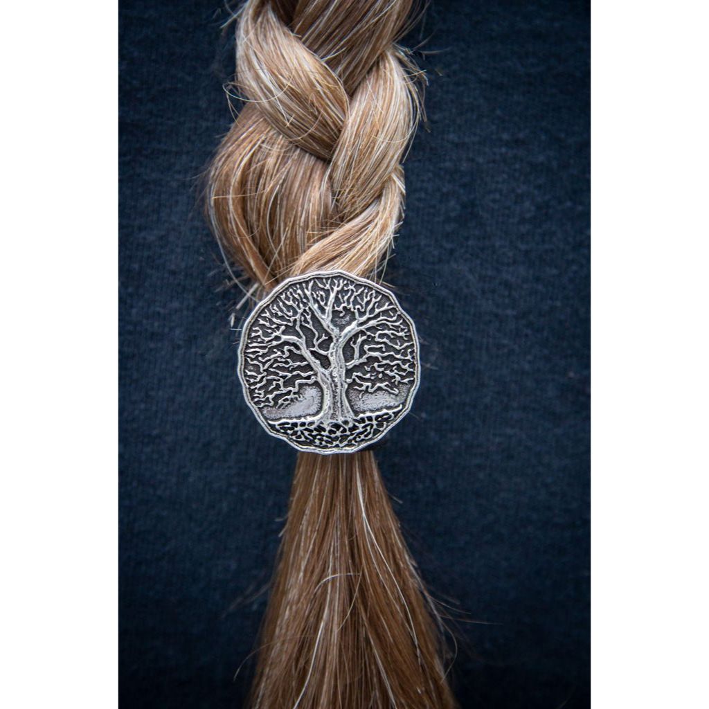 Oberon Design Ponytail Holder, Women's Hair Tie, Tree of Life, Braid