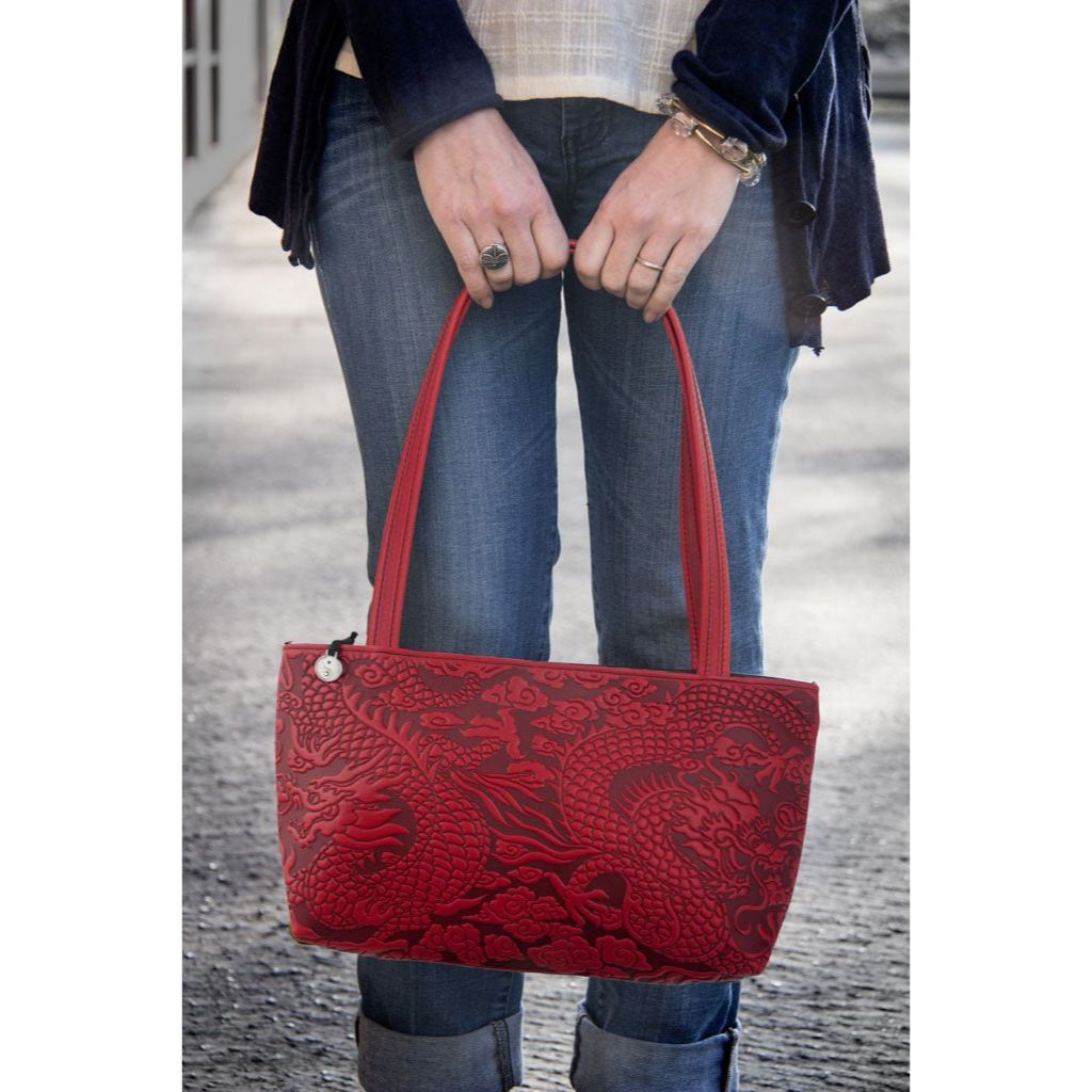 Oberon Design Leather Women's Handbag, Cloud Dragon Streamline, Model